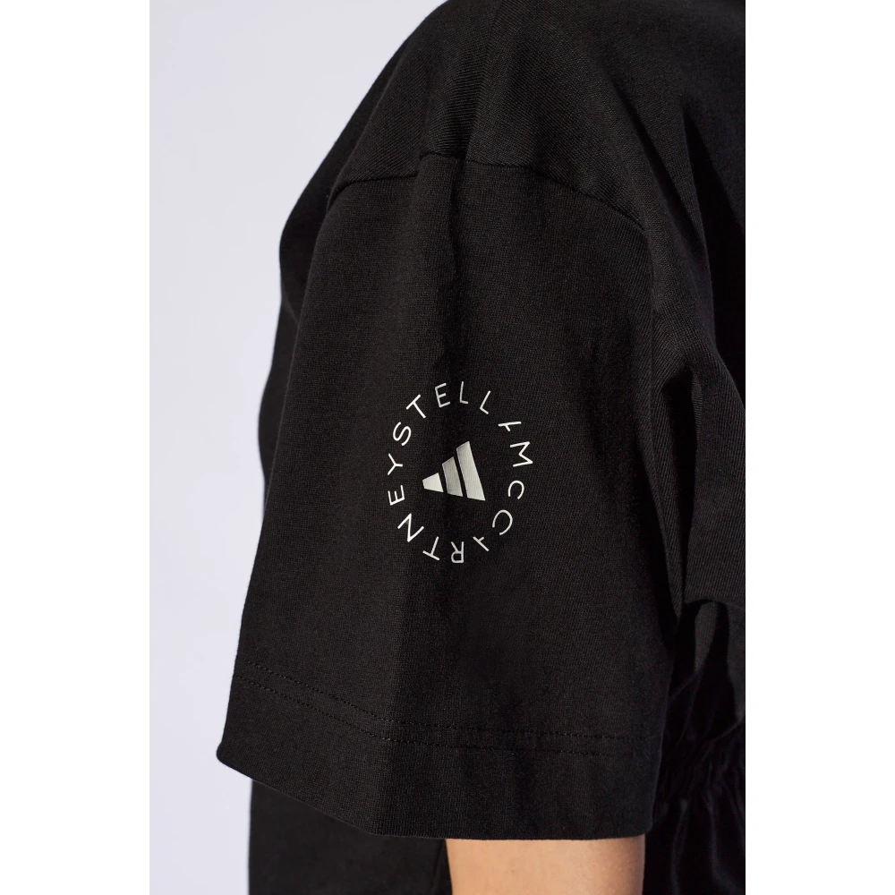 adidas by stella mccartney T-shirt met logo Black Dames