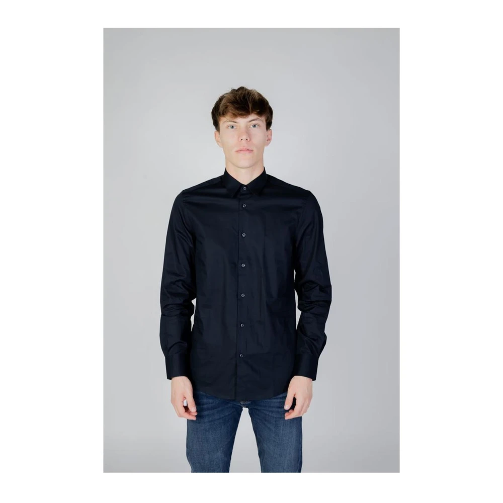 Antony Morato Blauw Katoenen Overhemd Lange Mouw Blue Heren