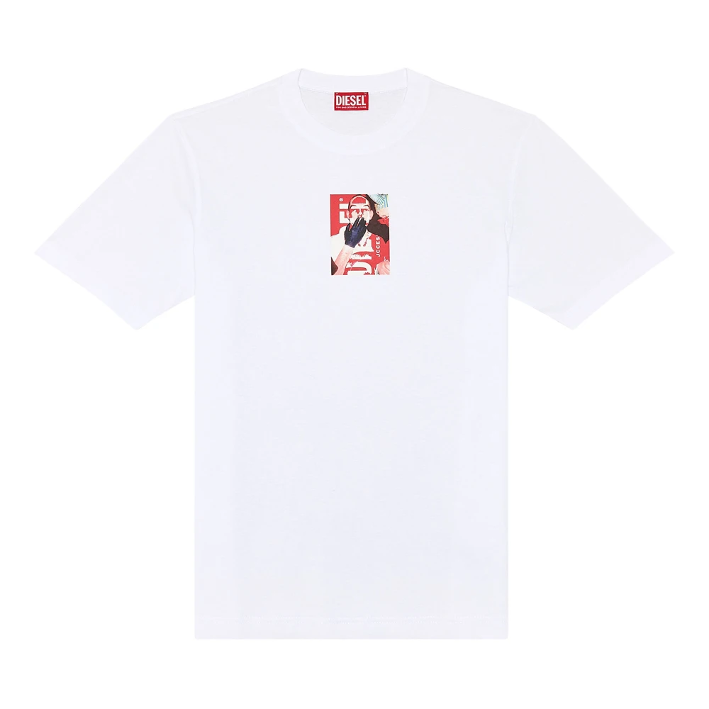 Diesel T-shirt with photo print logo White Heren