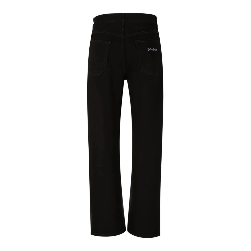 Palm Angels Zwarte Slim Jeans van Katoen met Geborduurd Logo Black Heren