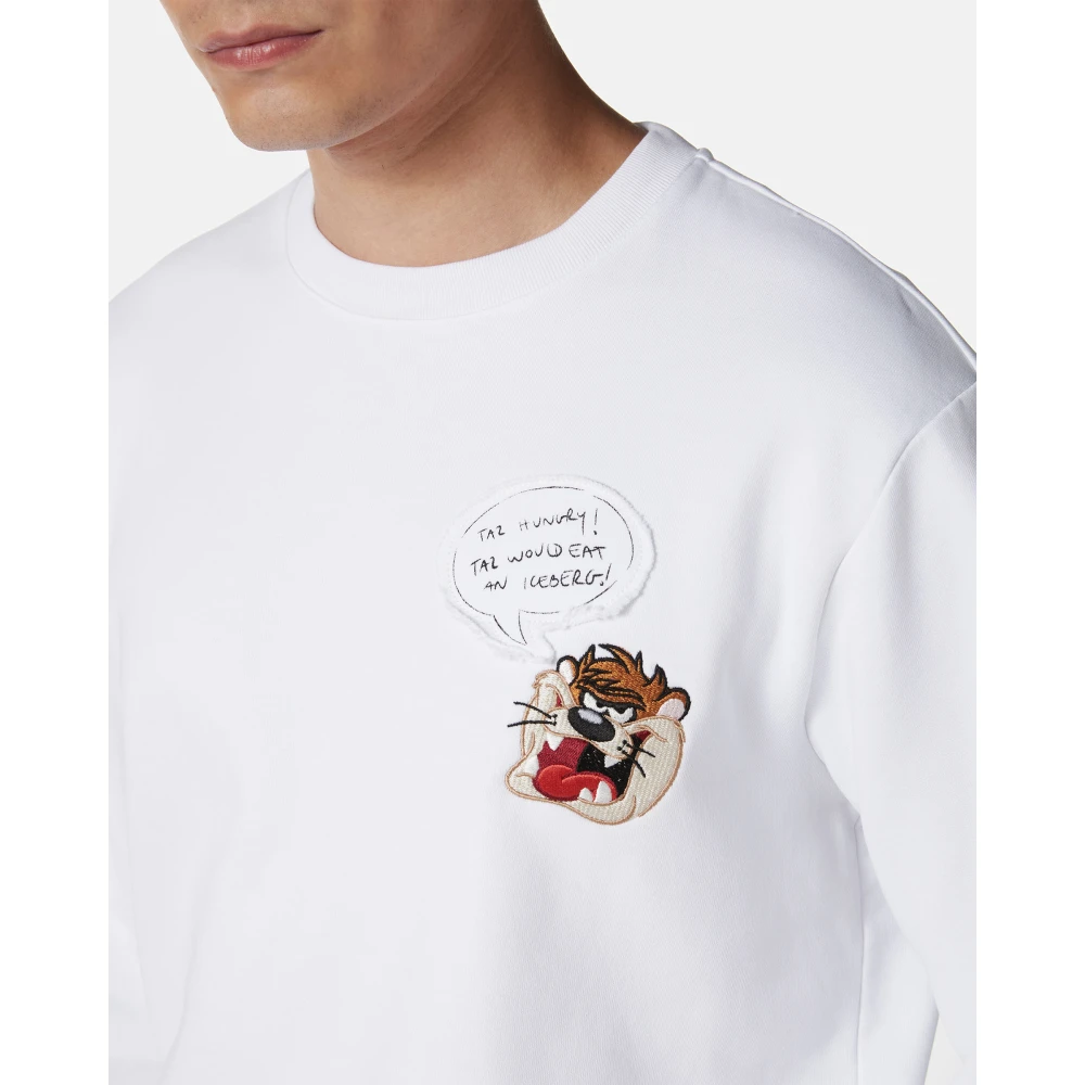 Iceberg Klassieke regular fit crewneck sweatshirt in het wit met Looney Tunes-detail White Heren