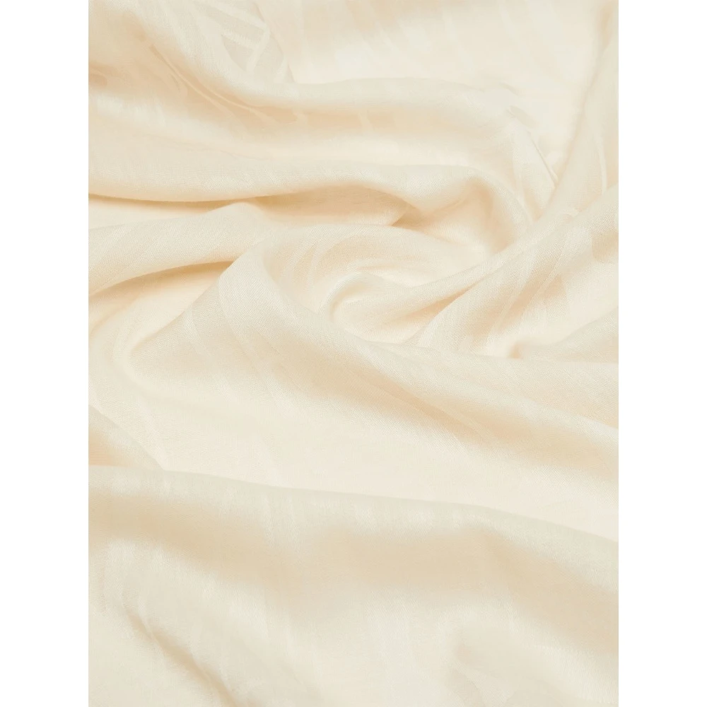 Max Mara Elegante Zijdeblend Sjaal met Monogram Beige Dames