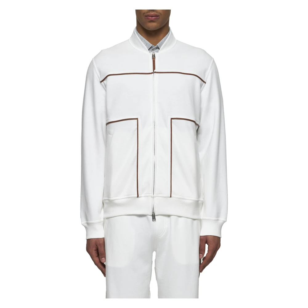 BRUNELLO CUCINELLI Witte Bomberjack met Ritssluiting White Heren
