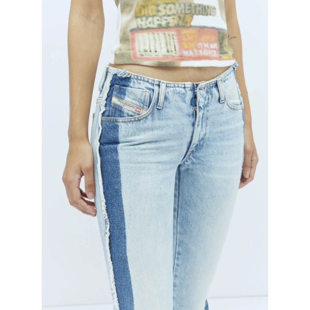 Diesel Gestreepte Lage Taille Jeans Blue Dames