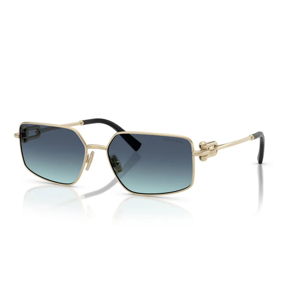 Tiffany Women's Yellow Sunglasses,, Gold Frame Dark Grey Lens Sunglasses Medium