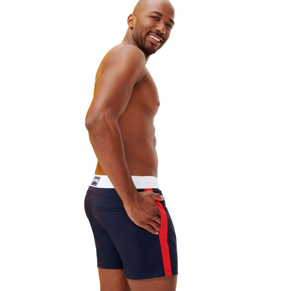 Vilebrequin Kleur blok stretch zwemshorts met platte taille voor heren Blue Heren