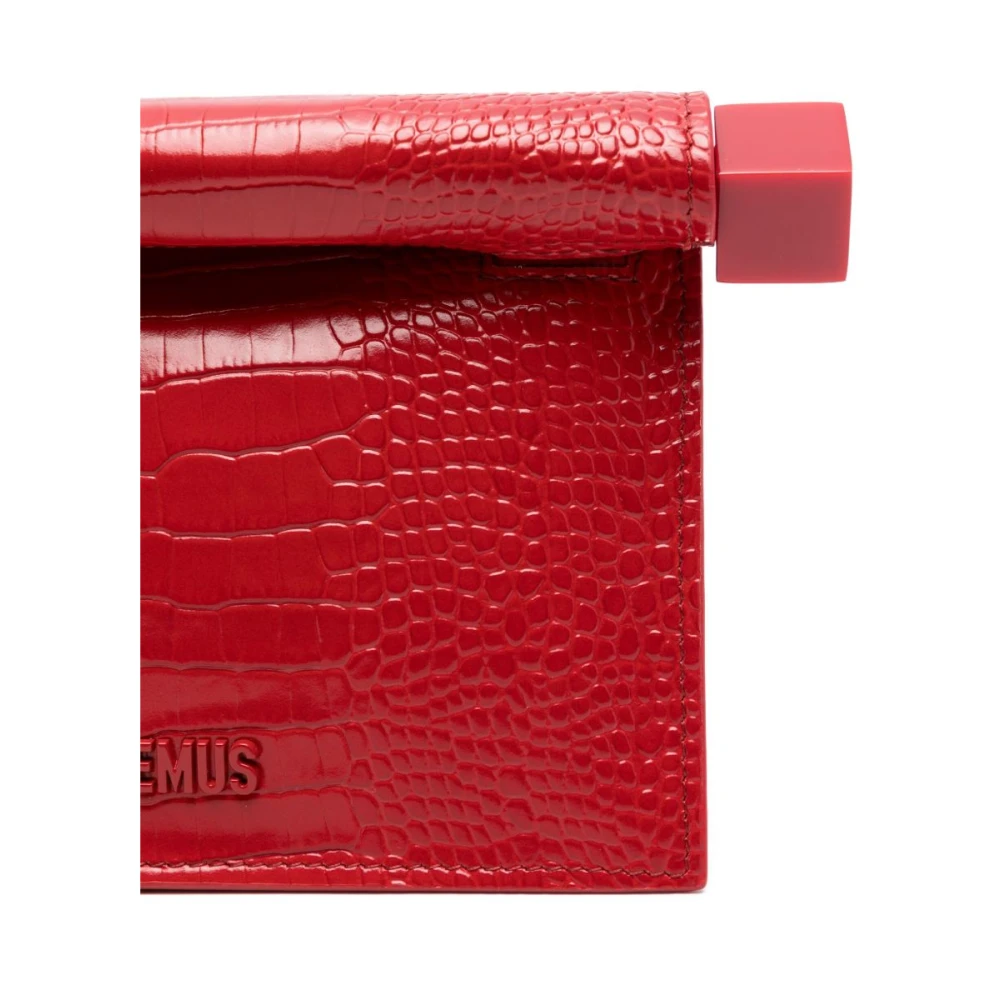 Jacquemus Kardinaalrood Magnetische Sluiting Zak Kaartsleuf Red Dames