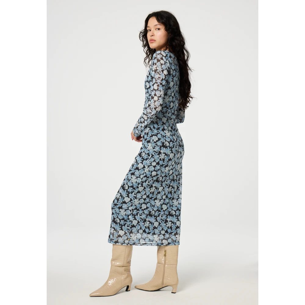 Fabienne Chapot Bloemen Mesh Jurk Blue Dames