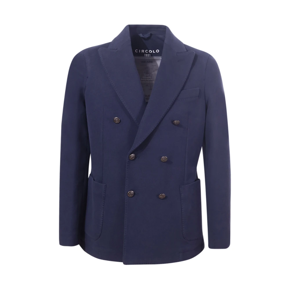 Circolo 1901 Blauw Peak Revers Jas Regular Fit Blue Heren