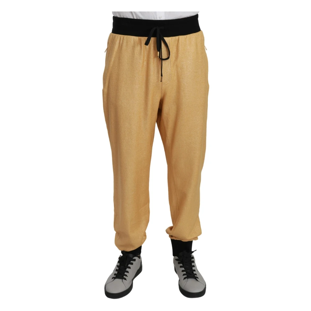 Dolce & Gabbana Men's Yellow Sweatpants, Xs, Gold Year Of The Pig Cotton Joggers