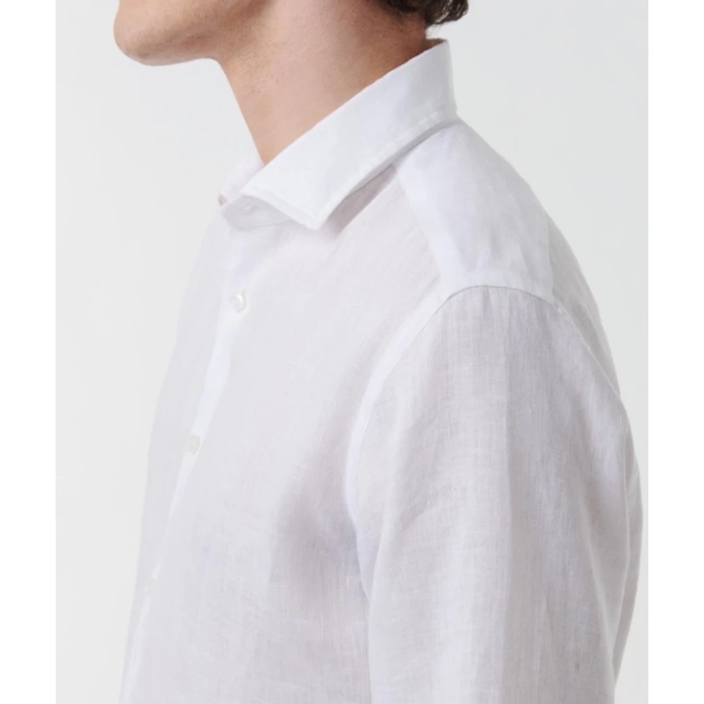 Xacus Linnen Overhemd Tailor Fit Knoopsluiting White Heren