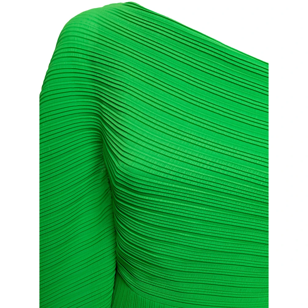 Solace London Groene Geplooide One-Shoulder Midi Jurk Green Dames