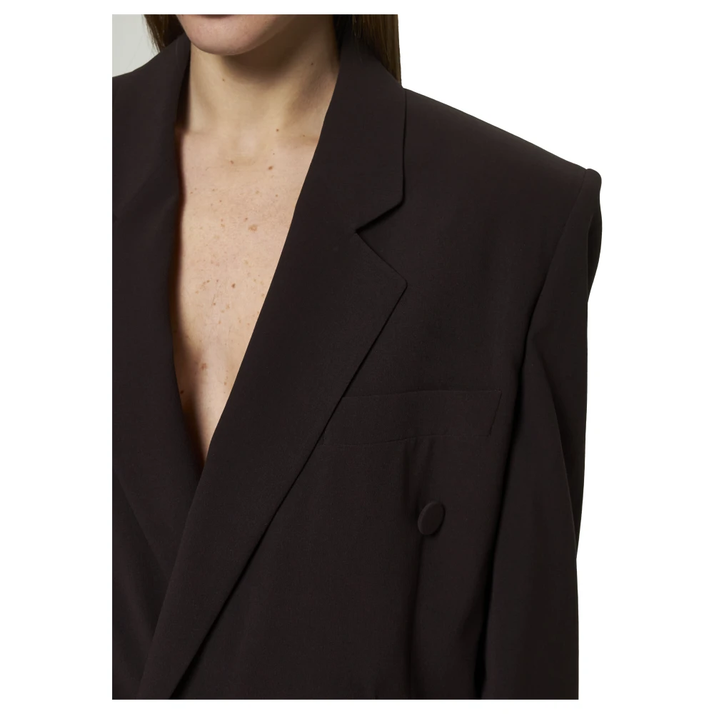 Saint Laurent Bruine Zijden Double-Breasted Jas Brown Dames