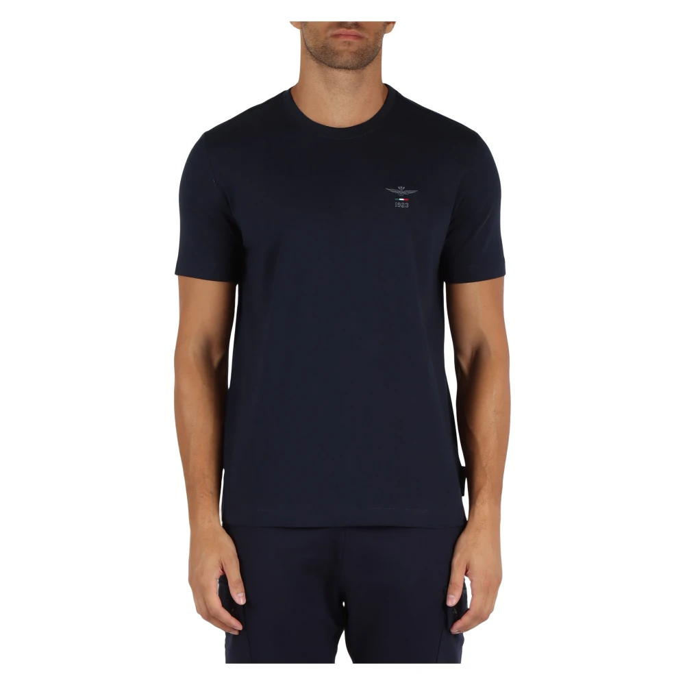 Aeronautica militare Regular Fit Katoenen T-shirt met Logo Borduurwerk Blue Heren