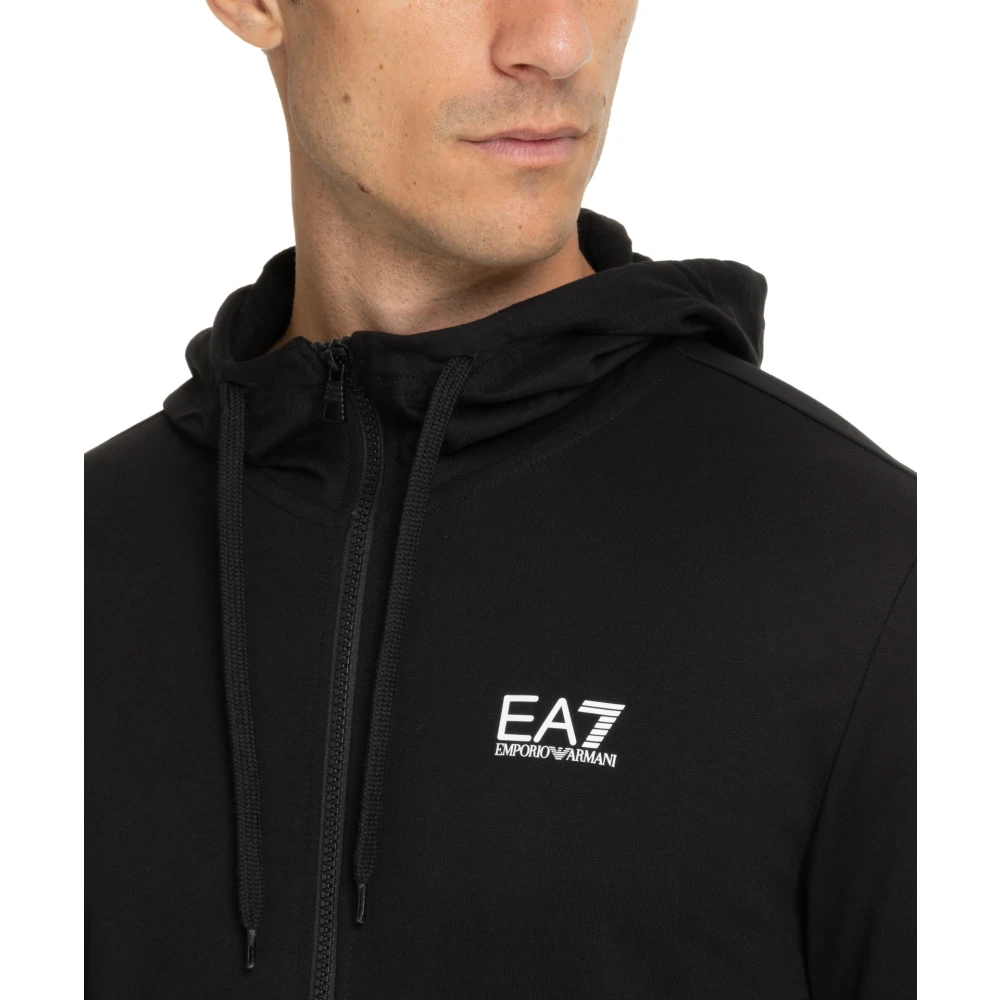 Emporio Armani EA7 Effen Tracksuit met Capuchon en Zakken Black Heren