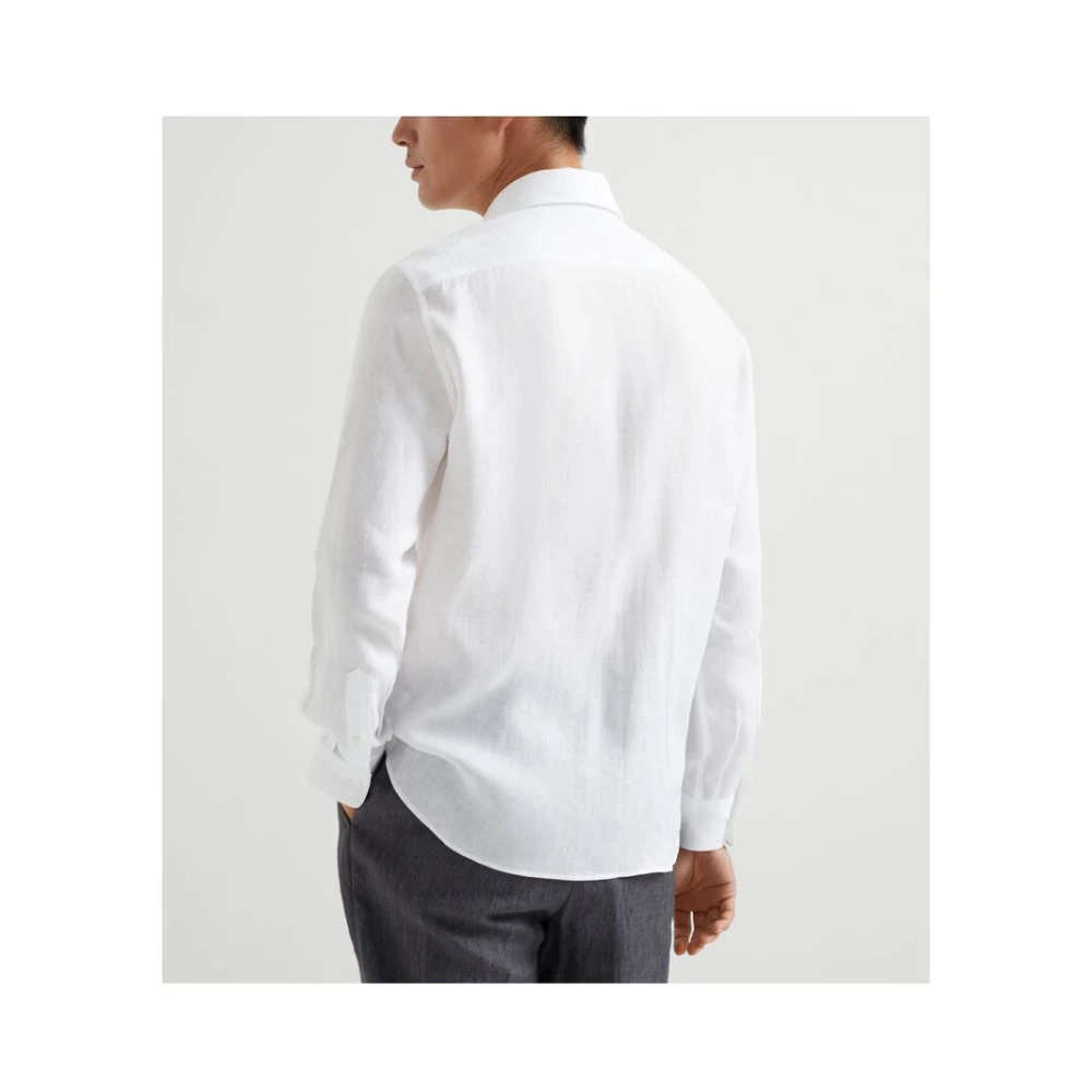 BRUNELLO CUCINELLI Witte Overhemd met Knopen Lange Mouwen White Heren
