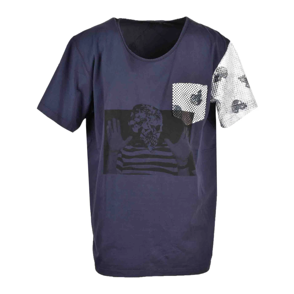 Gabriele Pasini Blauw Print Korte Mouw T-shirt Blue Heren