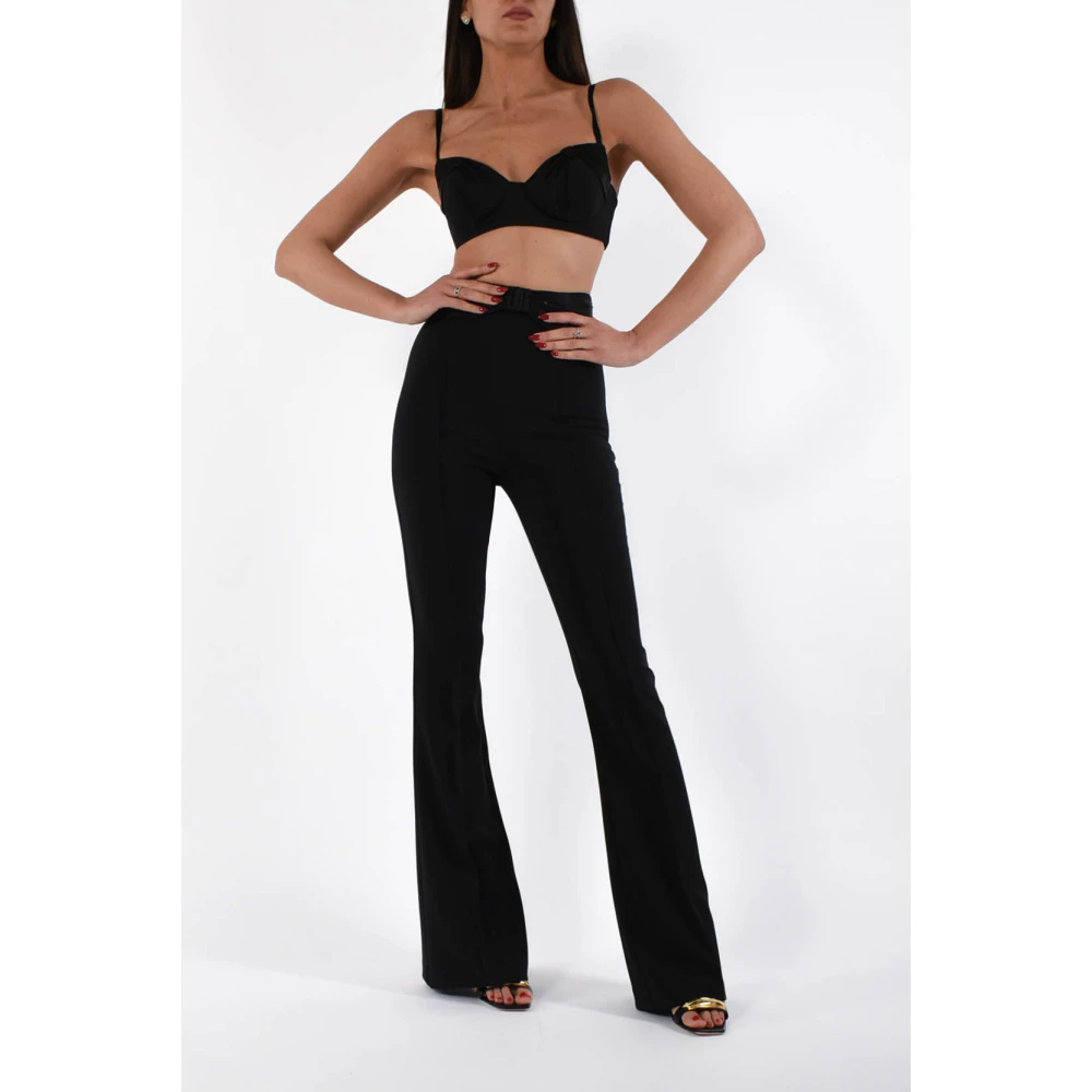 Elisabetta Franchi Satijnen Strik Crepe Top Black Dames