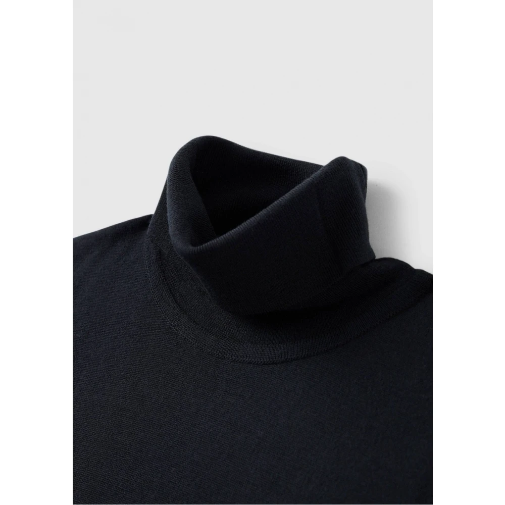 John Smedley Zwarte Rollneck Sweater Stijlvolle Update Black Heren