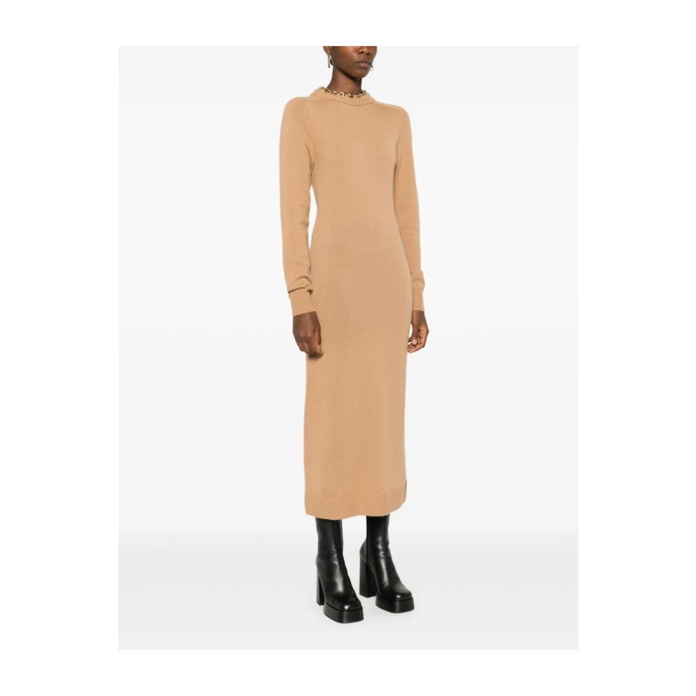 Paco Rabanne Elegante Gebreide Wol Kasjmier Jurk Brown Dames