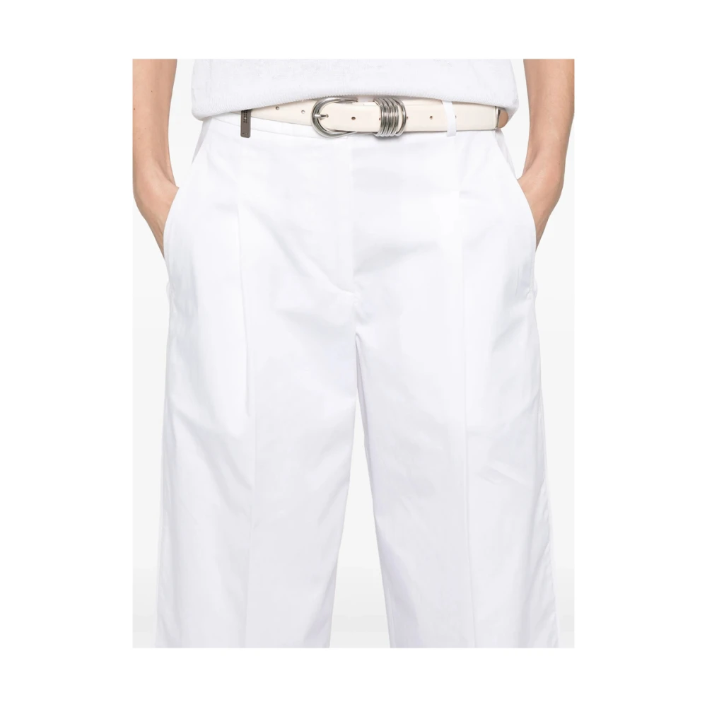 PESERICO Witte broek met knoopsluiting en zakken White Dames