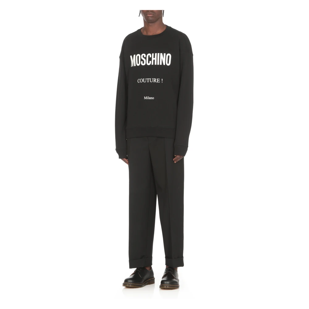 Moschino Zwarte Katoenen Sweatshirt Ronde Hals Lange Mouwen Black Heren