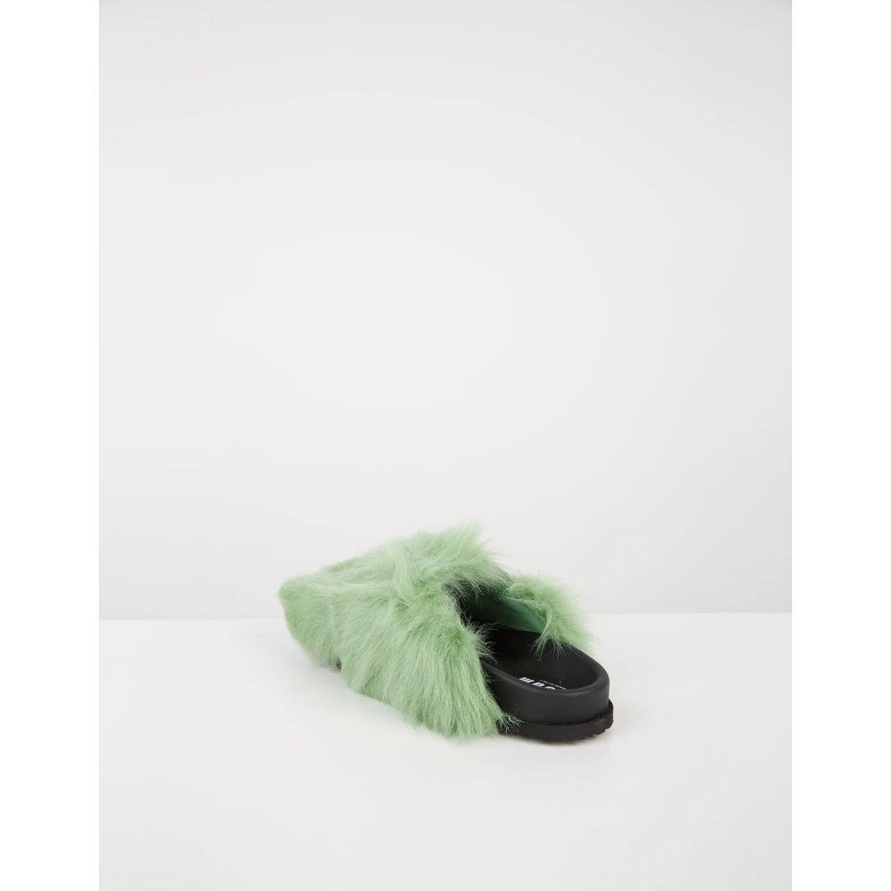 Msgm Slipper met harig garen Green Dames