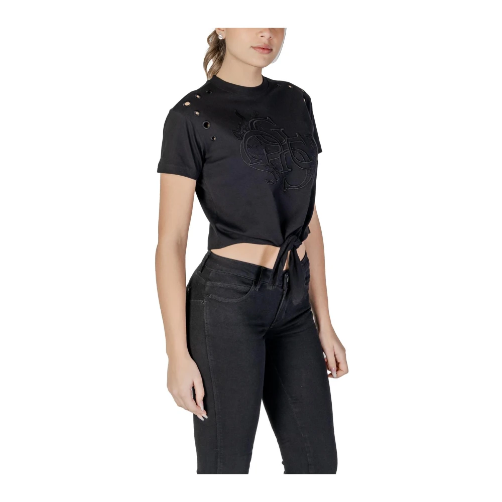 Guess Katoenen Ronde Hals T-Shirt Black Dames