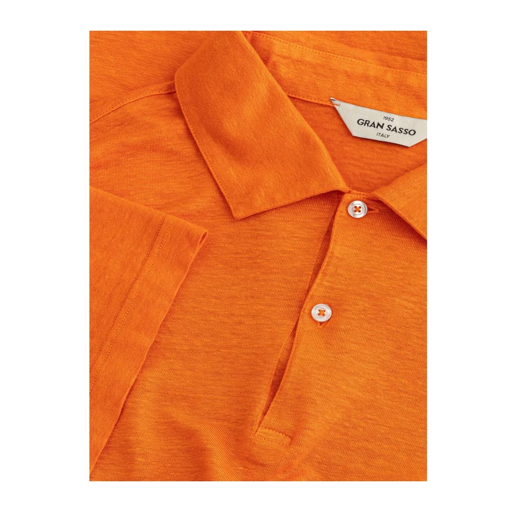 Gran Sasso Oranje Linnen Polo Shirt Mannen Orange Heren