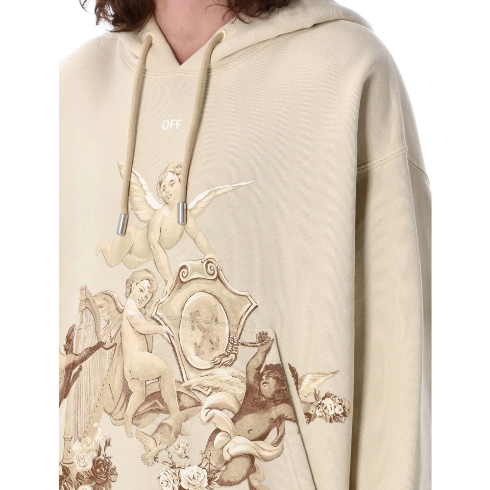 Off White Skate Hoodie voor Putti Stijl Beige Heren