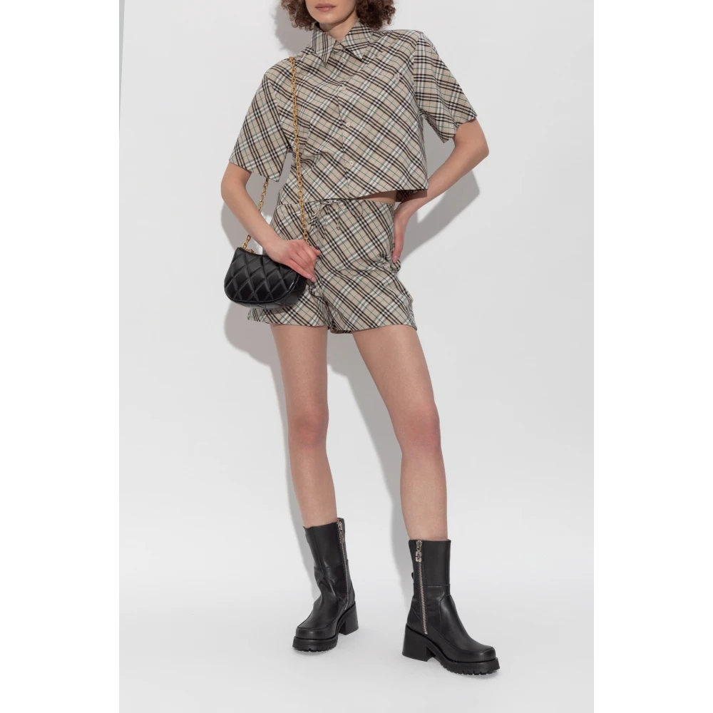 Burberry Geruite shorts Beige Dames