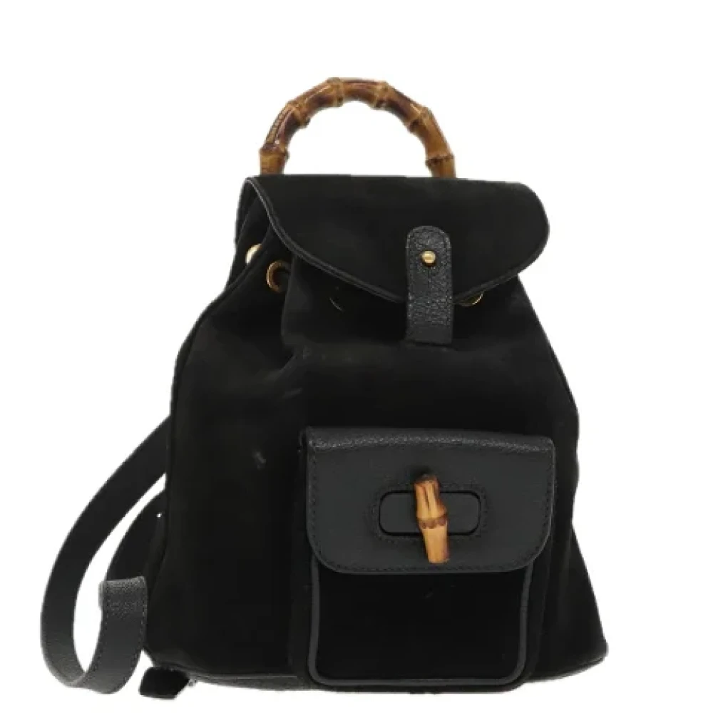 Gucci Vintage Pre-owned Suede backpacks Black Dames