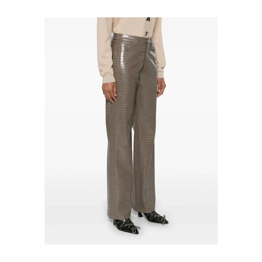 Rotate Birger Christensen High Waist Straight Leg Broek Brown Dames