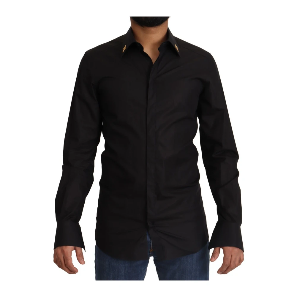 Dolce & Gabbana Men's Black Elegant Slim Fit Cotton Dress Shirt - Casual Shirts - 4XL - Shirts