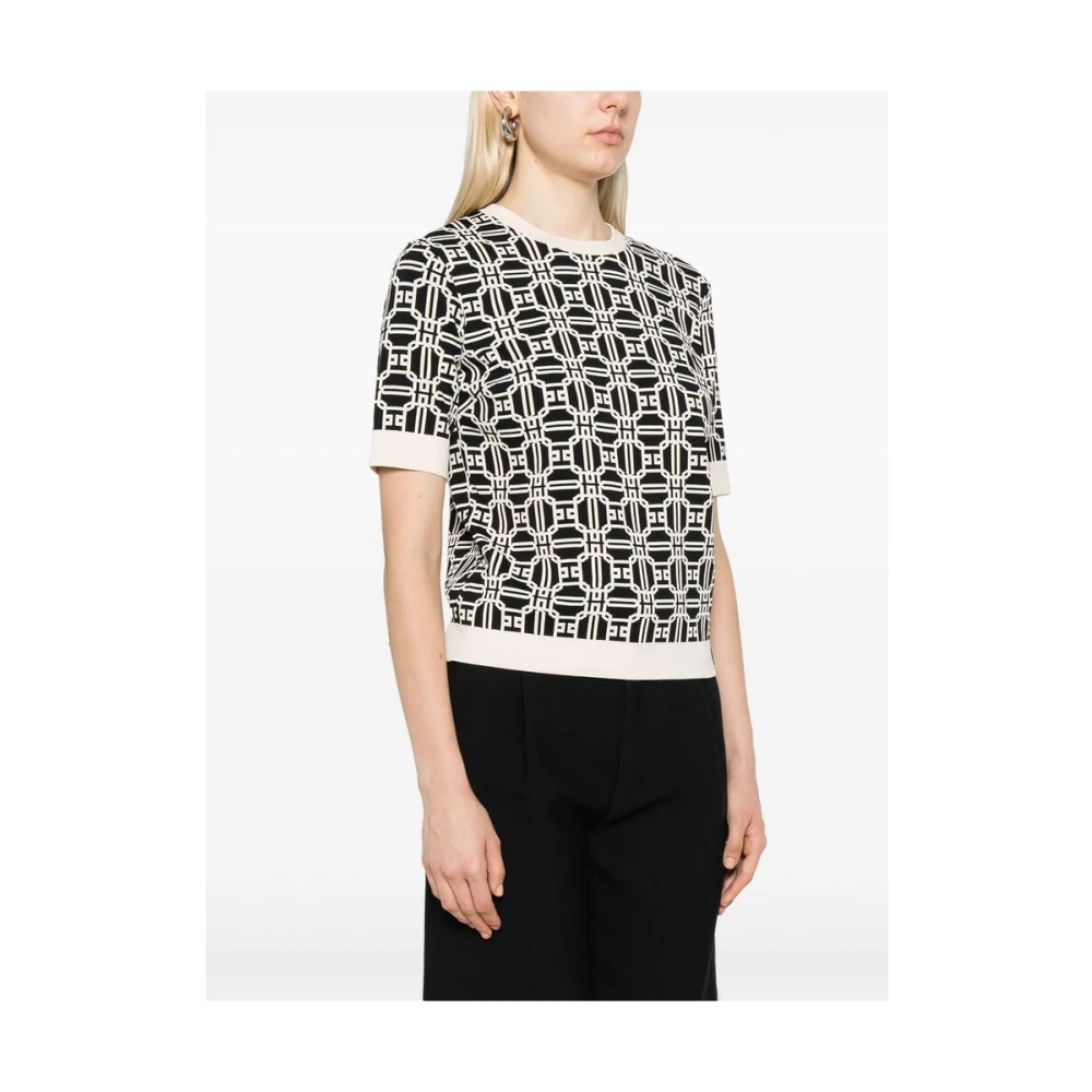 Elisabetta Franchi Gebreide Jacquard Ronde Hals Sweater Multicolor Dames