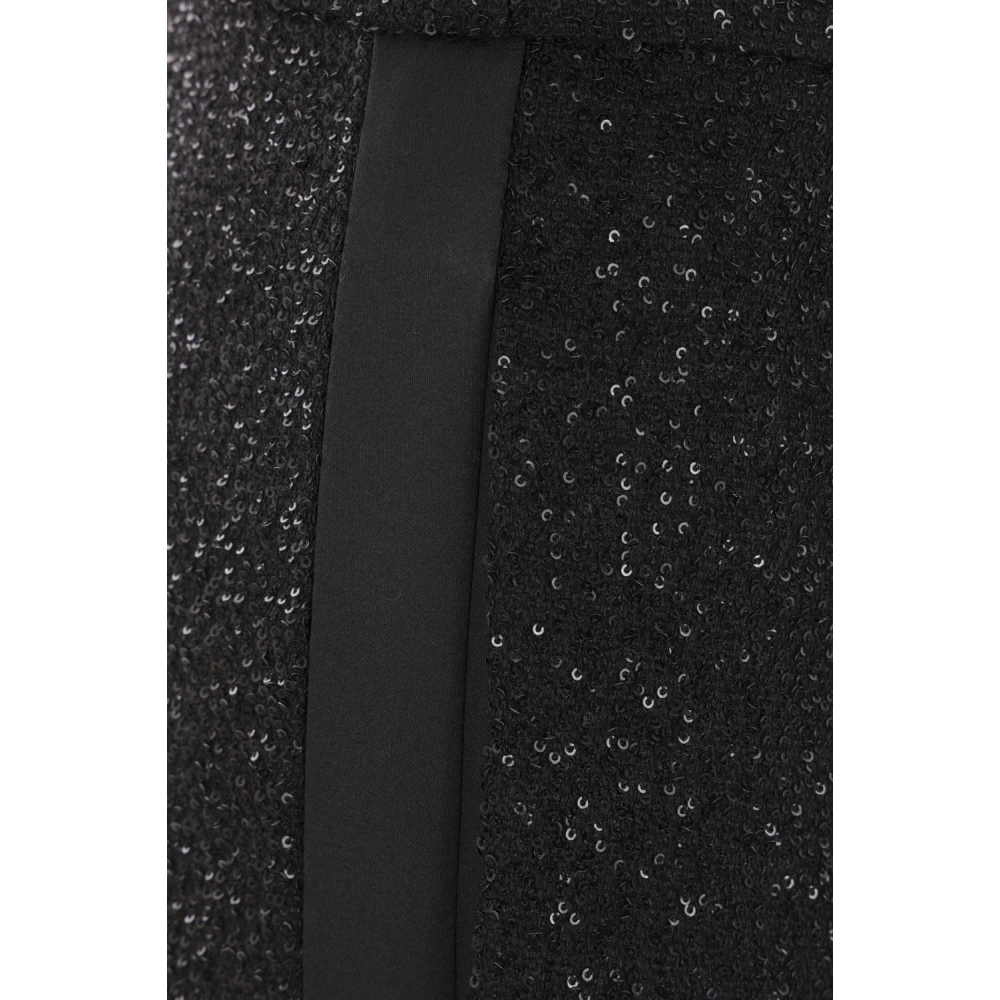 Max Mara Zwarte Pailletten Wijde Pijp Broek Black Dames
