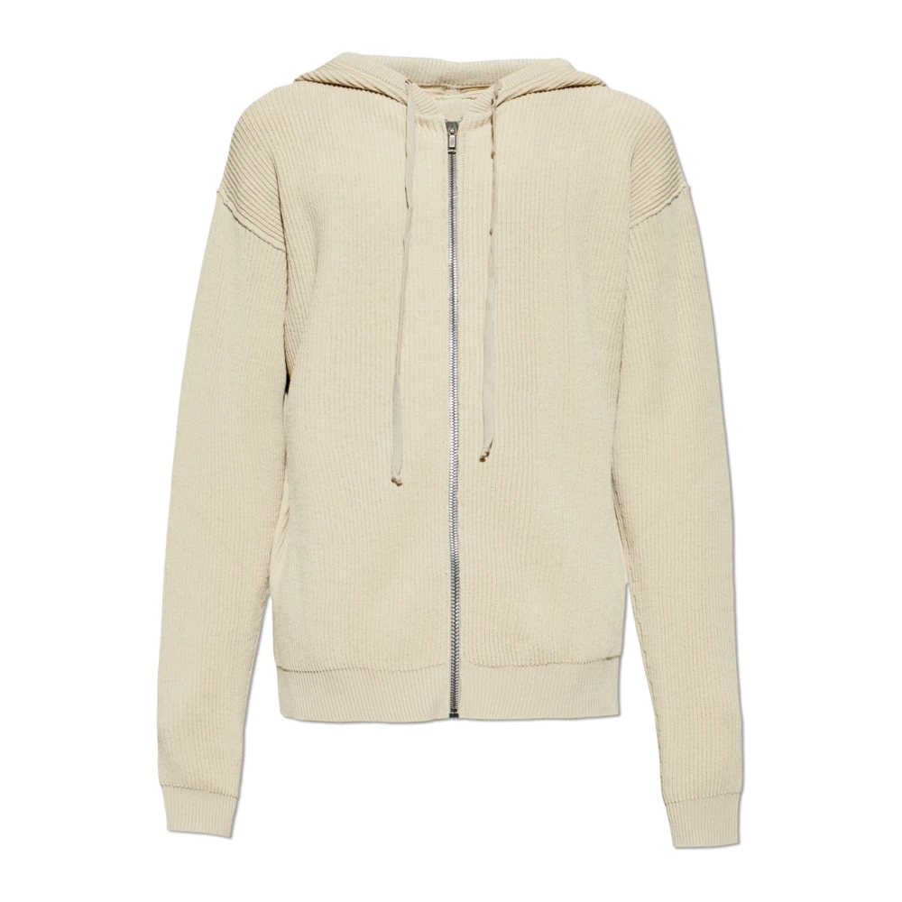 Rick Owens Men's Beige Zip-Throughs, L, Temple Zipped Hoodie