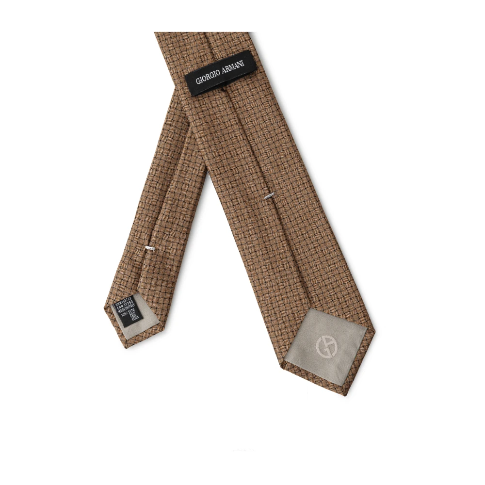 Giorgio Armani Bronzen Zijden Stropdas Brown Heren