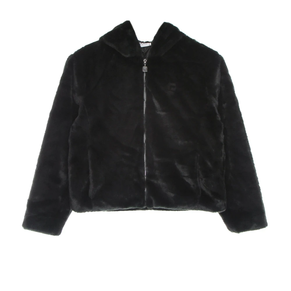Fila Black Winter Jackets, Female, 8 Y, Faux Fur Hooded Jacket