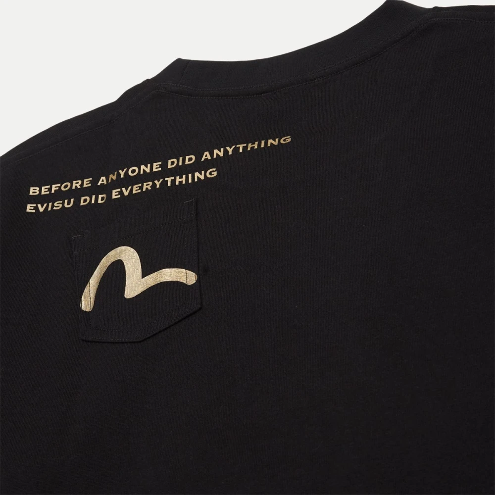 Evisu Zwart Katoen Regular Fit T-Shirt Black Heren