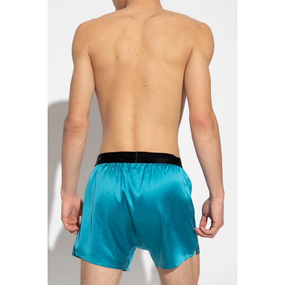 Tom Ford Zijden boxershorts met logo Blue Heren