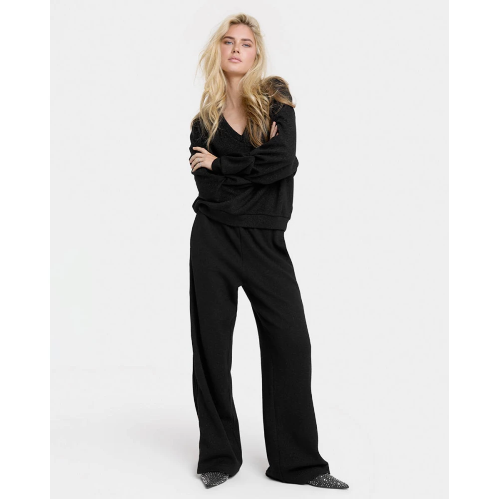 Alix The Label Gebreide Rechte Broek Black Dames