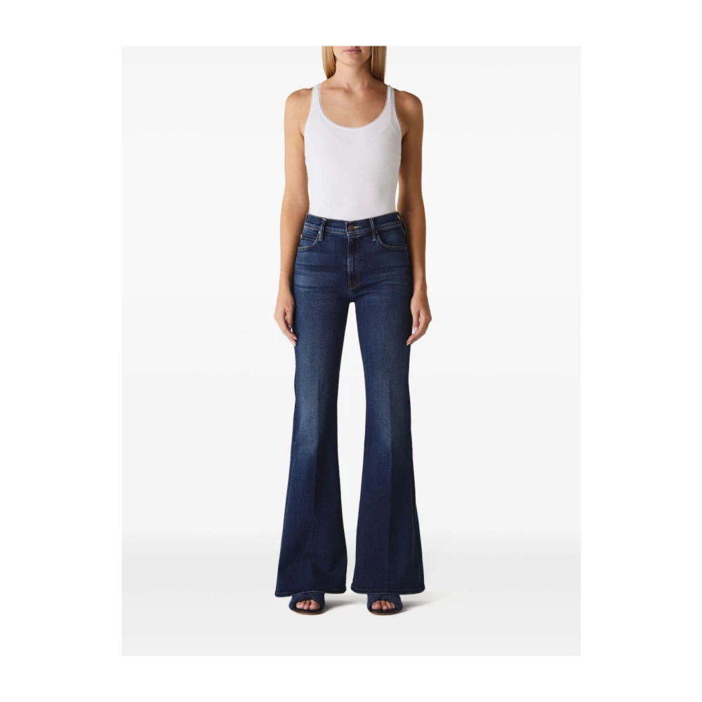 Mother High-rise Flare Jeans in Donkerblauw Blue Dames