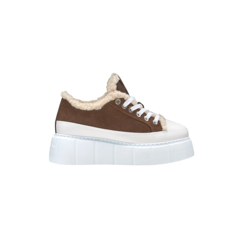 Inuikii Women's Brown Sneakers, 7 Uk, Curly Stylish Winter Boots