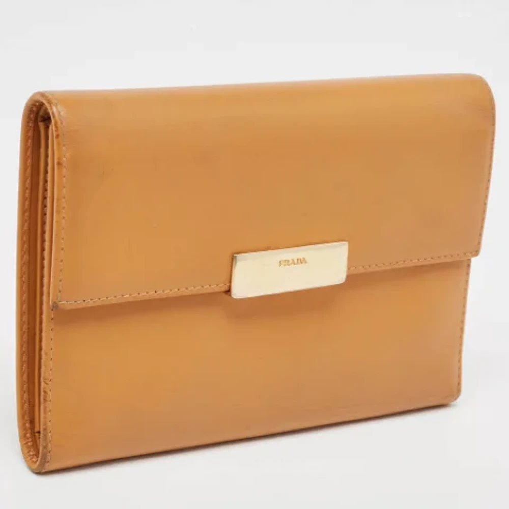 Prada Vintage Pre-owned Leather wallets Beige Dames