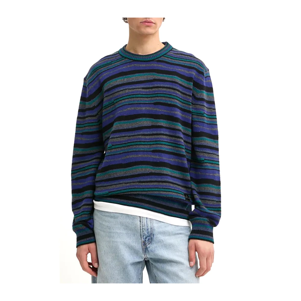 PS By Paul Smith Blauwe Wollen Gebreide Trui Ronde Hals Blue Heren