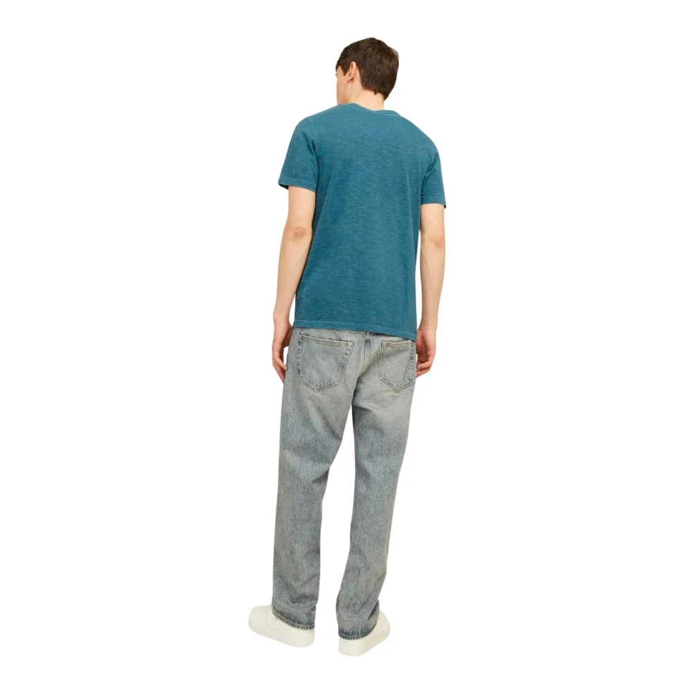 jack & jones Split Neck Heren T-shirt Blue Heren
