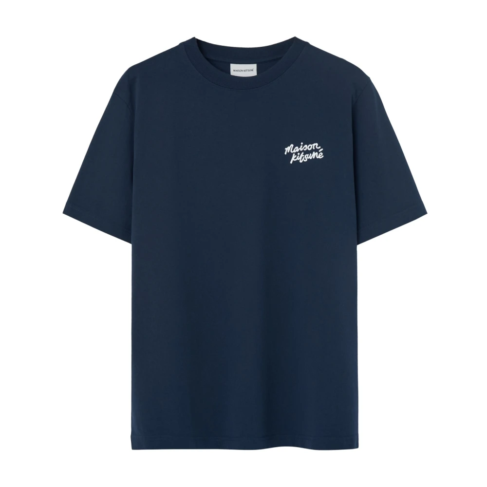 Maison Kitsuné Men's Blue Logo Print Shirt - T-Shirts - Xs - Tops