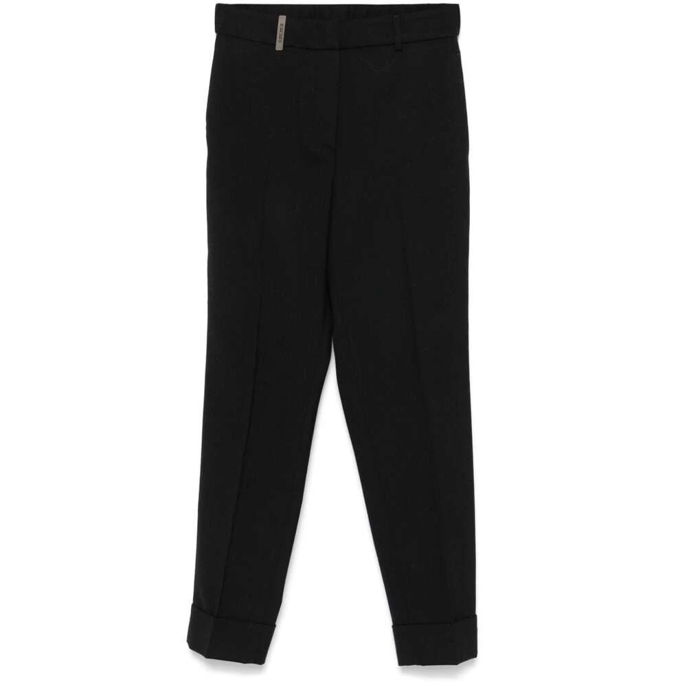 PESERICO Zwarte wollen cropped broek Black Dames