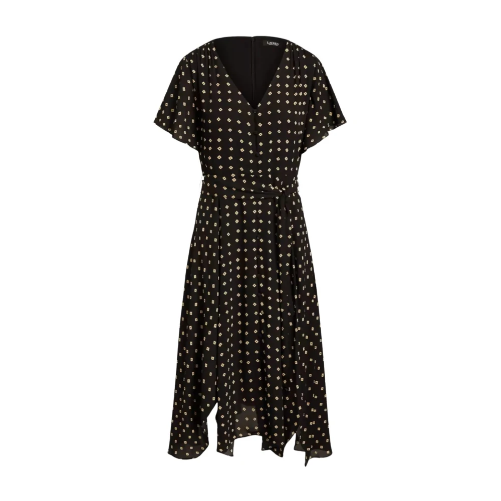 Ralph Lauren Geometric Pattern Midi Jurk Black Dames